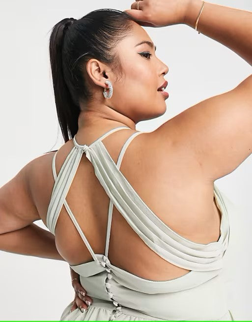 Asos Tfnc Plus Bridesmaid Strappy Back Halter Neck Dress