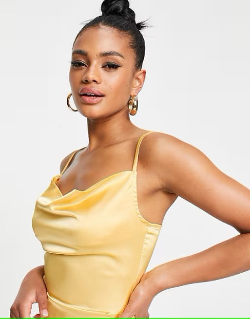 Asos parisian satin cami strap mini dress in yellow
