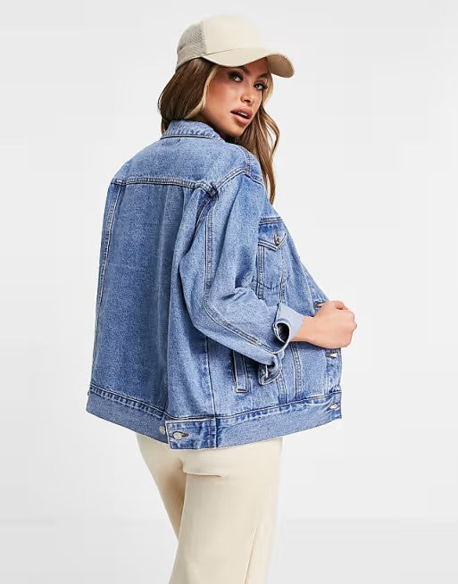 Misguided Oversized Ash Recycled Denim Jacket