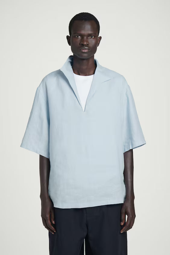 Cos Open Collar Linen Short Sleeve Shirt