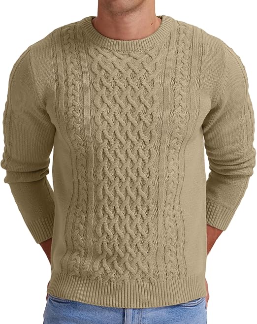 Isolid Sdhamid Mens Layered Knit Sweatshirt in khaki