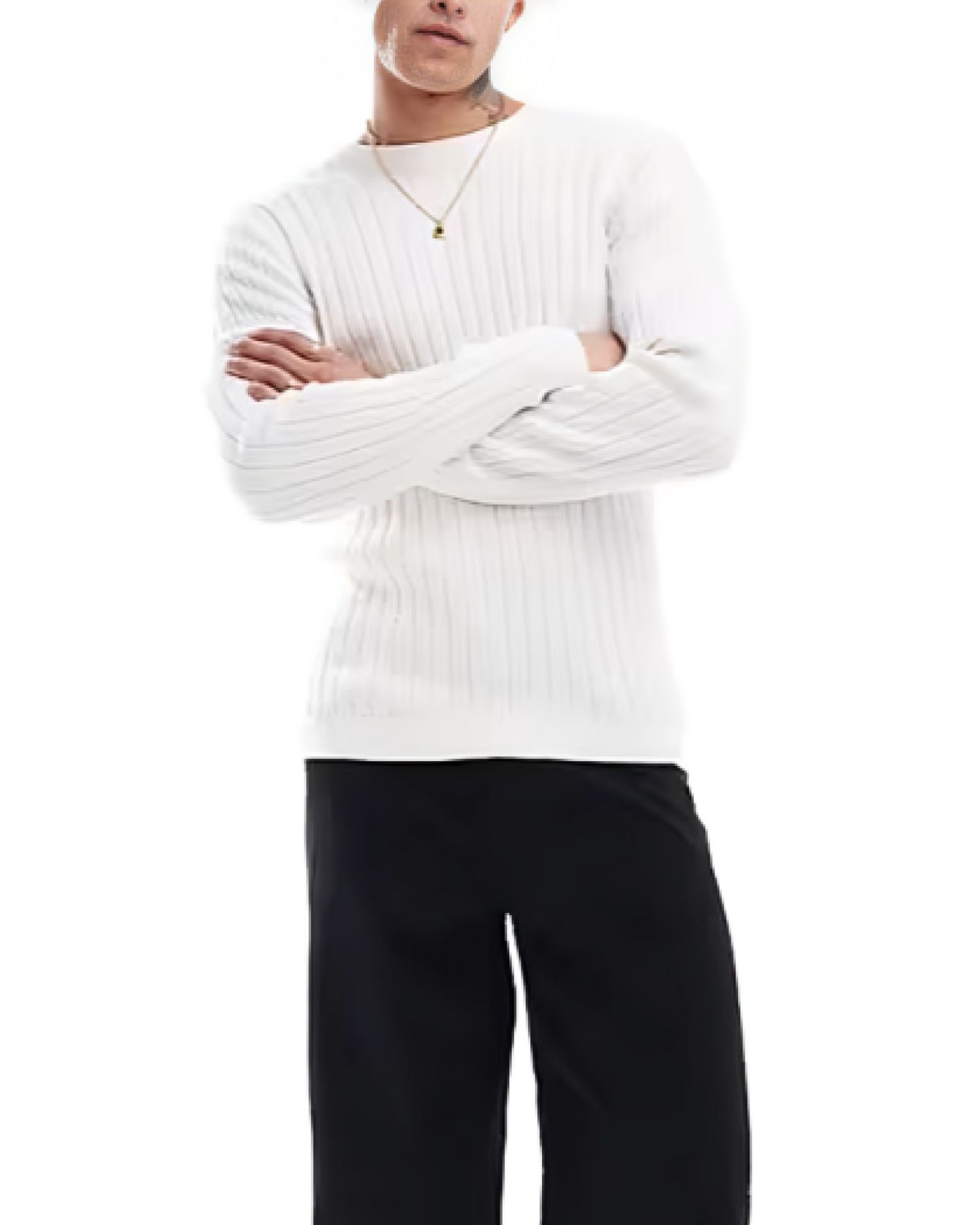 Boohooman Muscle Fit Ribbad Ls Jumper