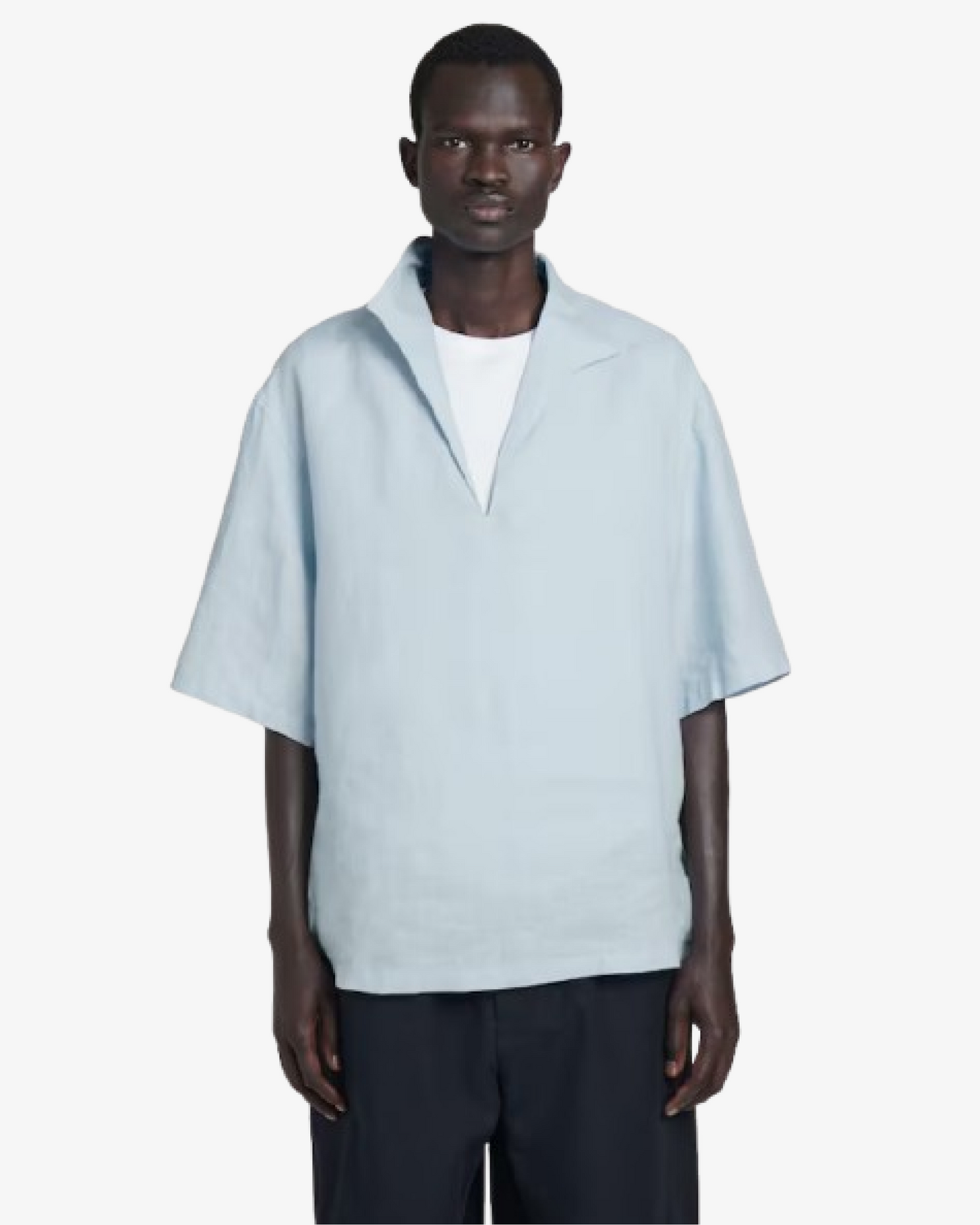 Cos Open Collar Linen Short Sleeve Shirt