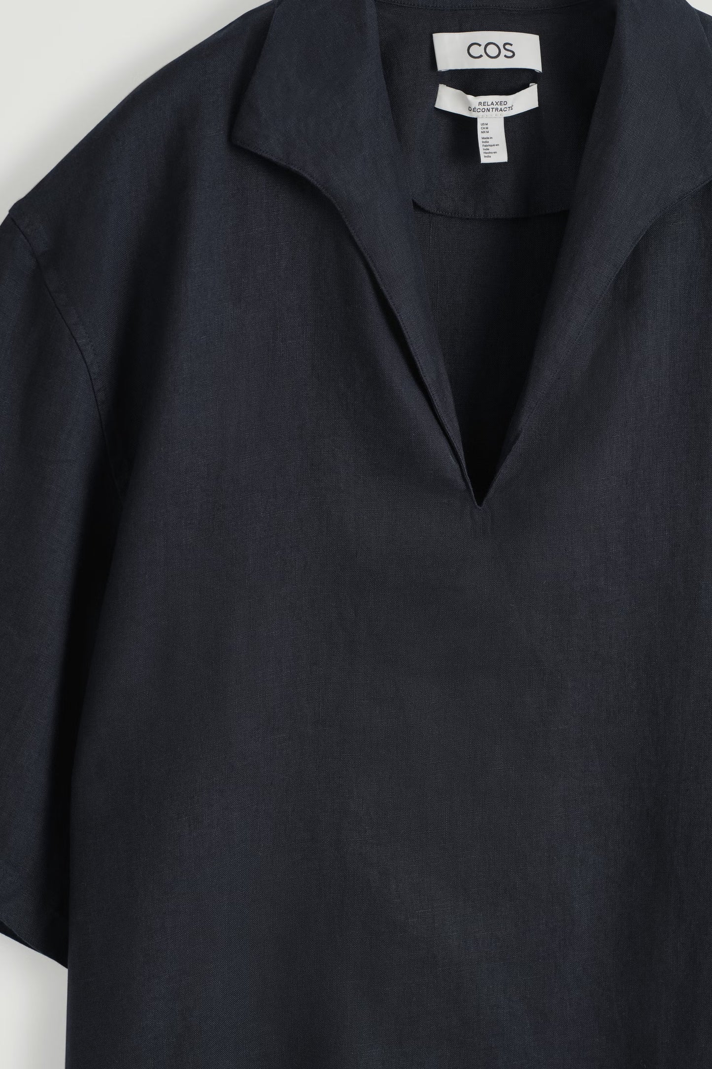 Cos Open Collar Linen Short Sleeve Shirt