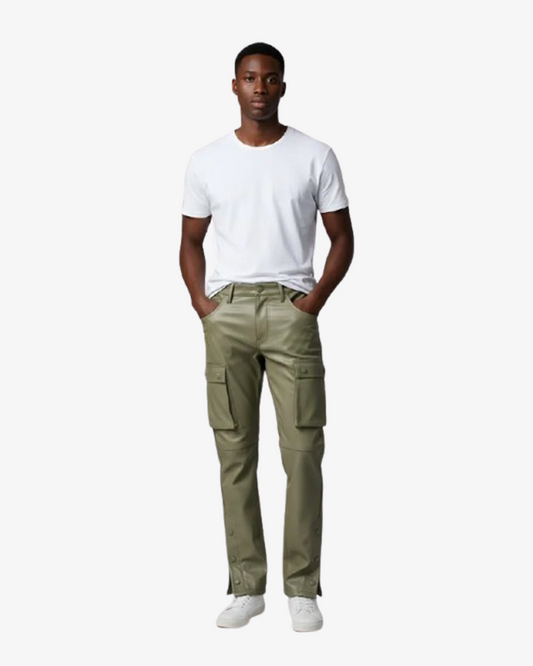 Boohooman Pu Popper Hem Cargo Skinny Trouser