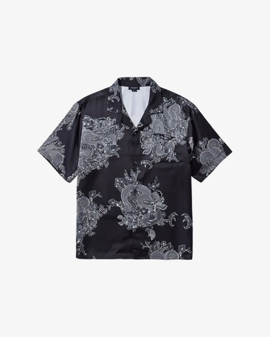 Boohooman Oversized Floral Printed Satin Short Sleeve Shirt