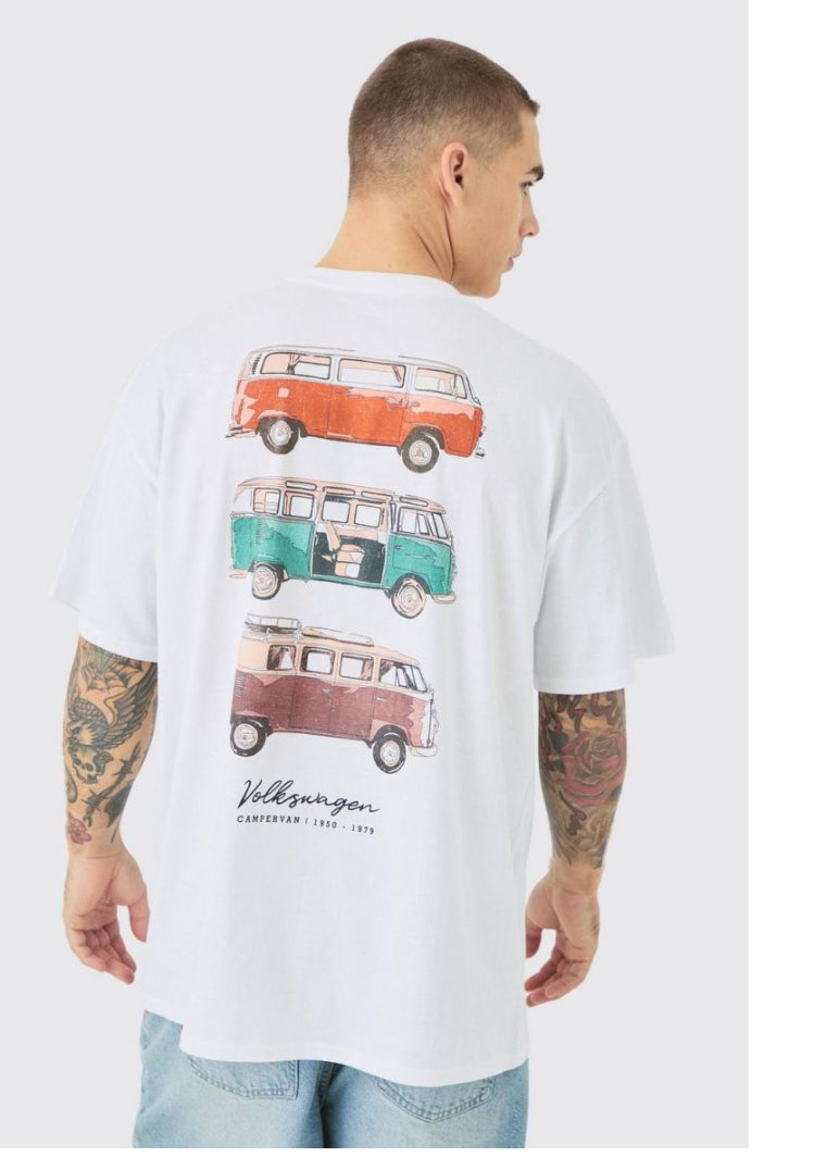 Oversized voltswgen license t shirt in white