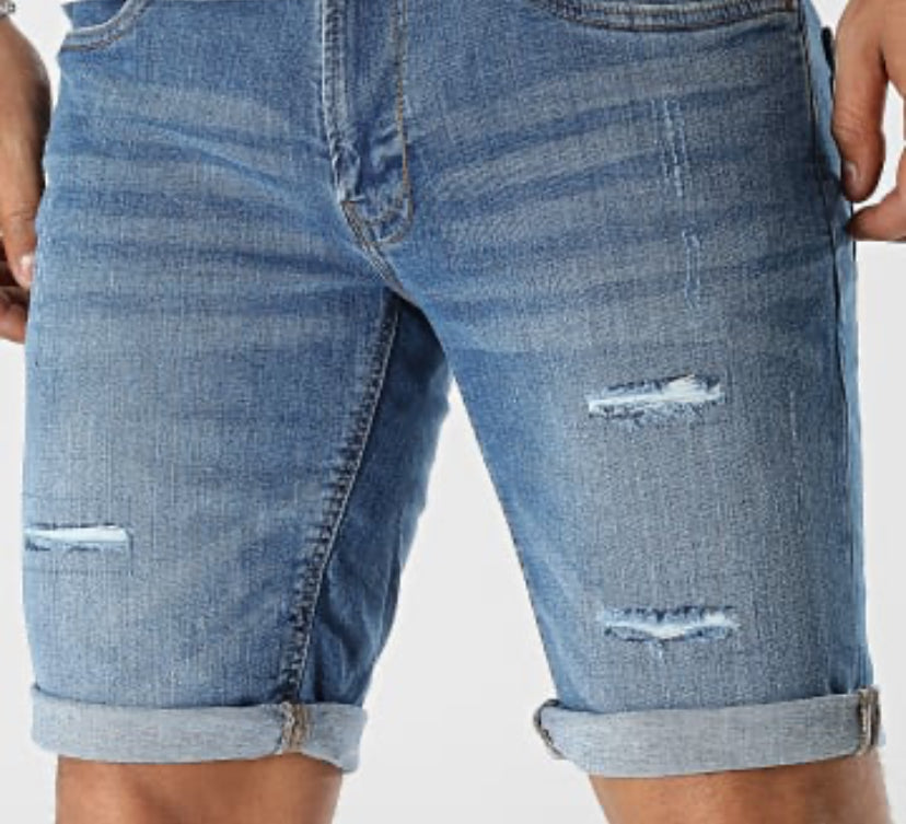 Inkaden holes jean short in blue