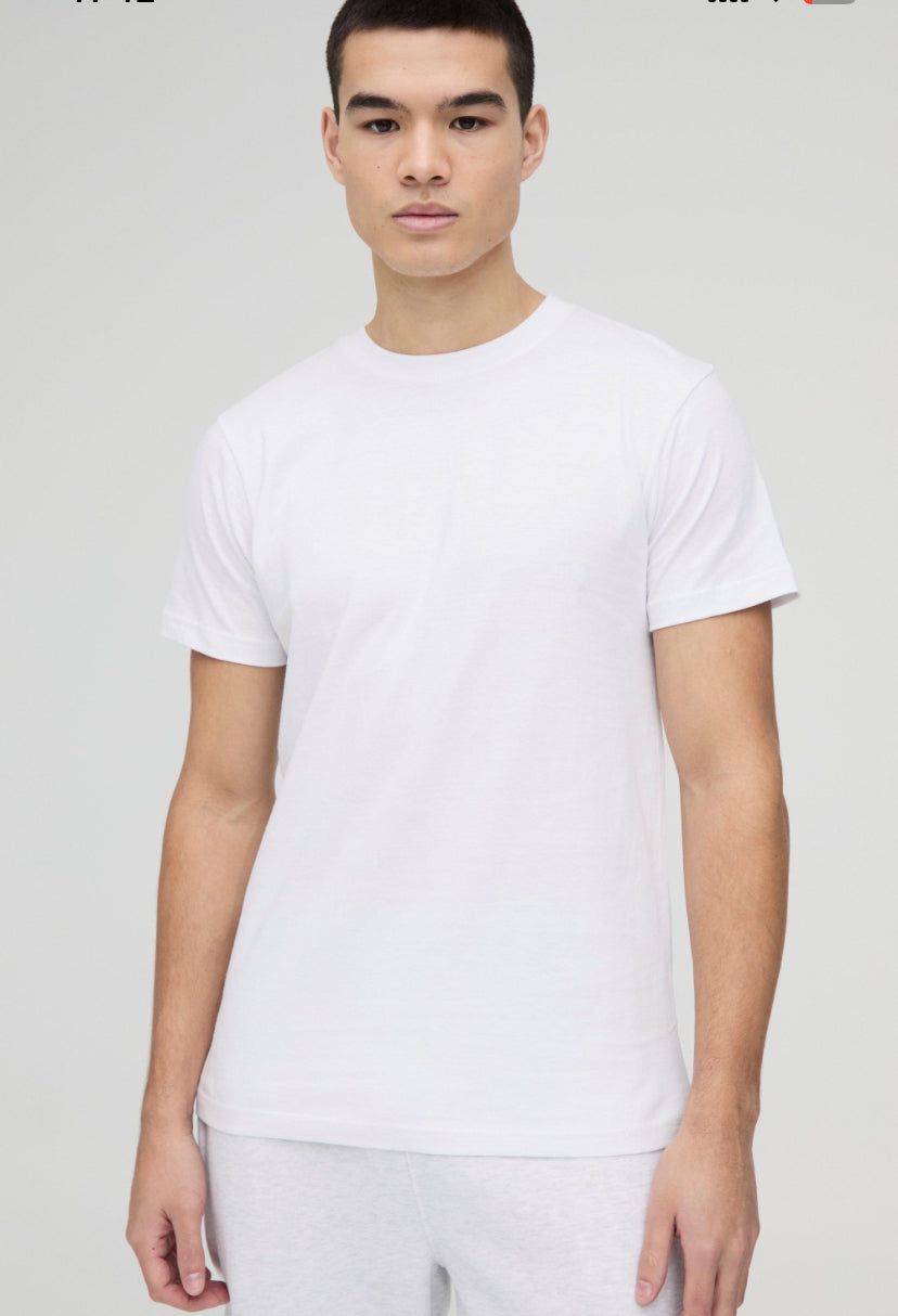 Tall driopy teddy back graphic ss t shirt in white