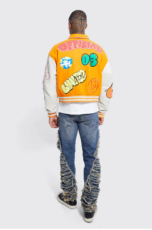Skinny exrame distressed flare jeans in blue