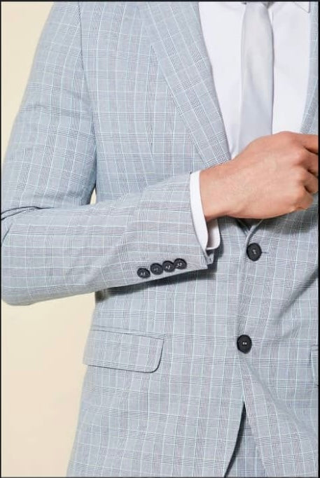 Topman check suit jacket in blue