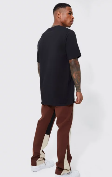 Elast waist baggy pant in brown