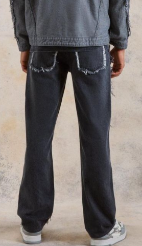 Relaxed rigid spliced frayed edge jeans in grey