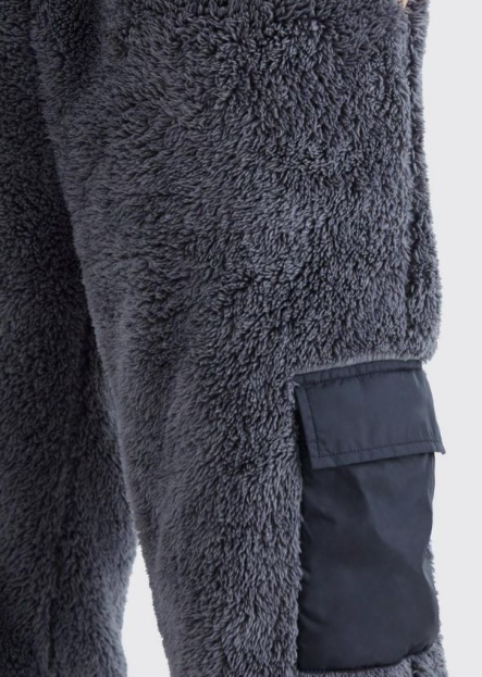 Boohooman Borg Nylon Cargo Pocket Jogger In Grey