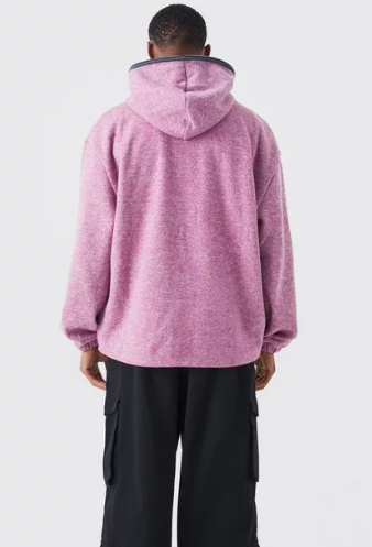 Boohooman Oversized Heavyweight Brushed Hoodie Zip In Pink