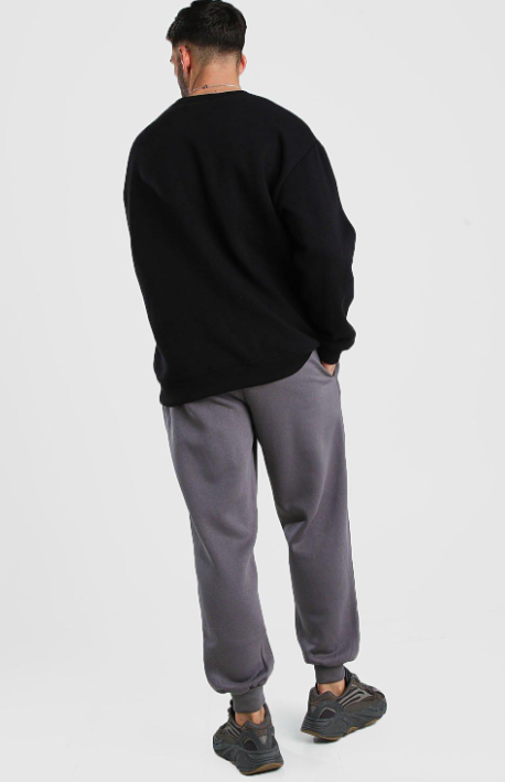 Boohooman Plus Core Acid Washed Jogger In Grey