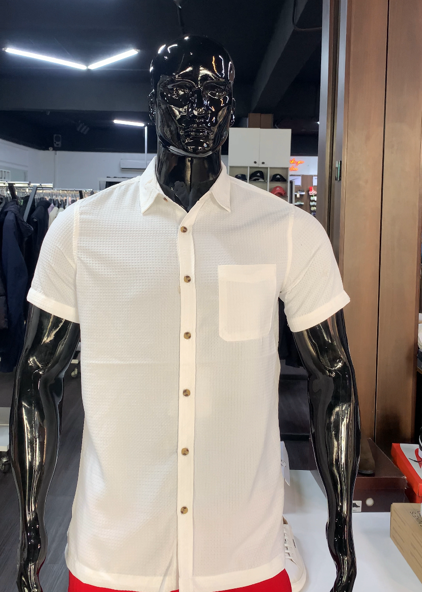 Hudson barrow wovens stone short sleeve shirt in white