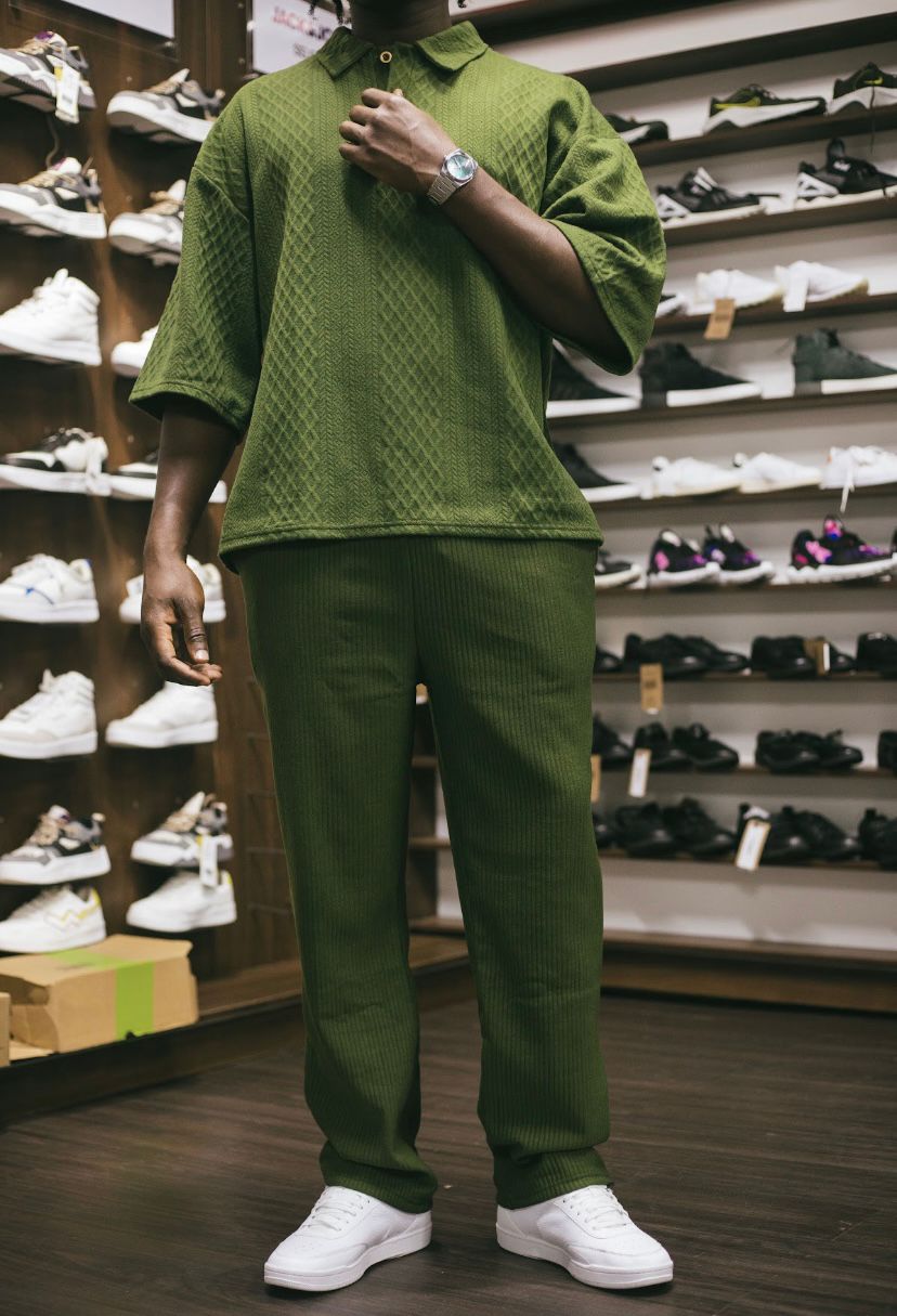 Boohooman men loosfit oversize polo in green