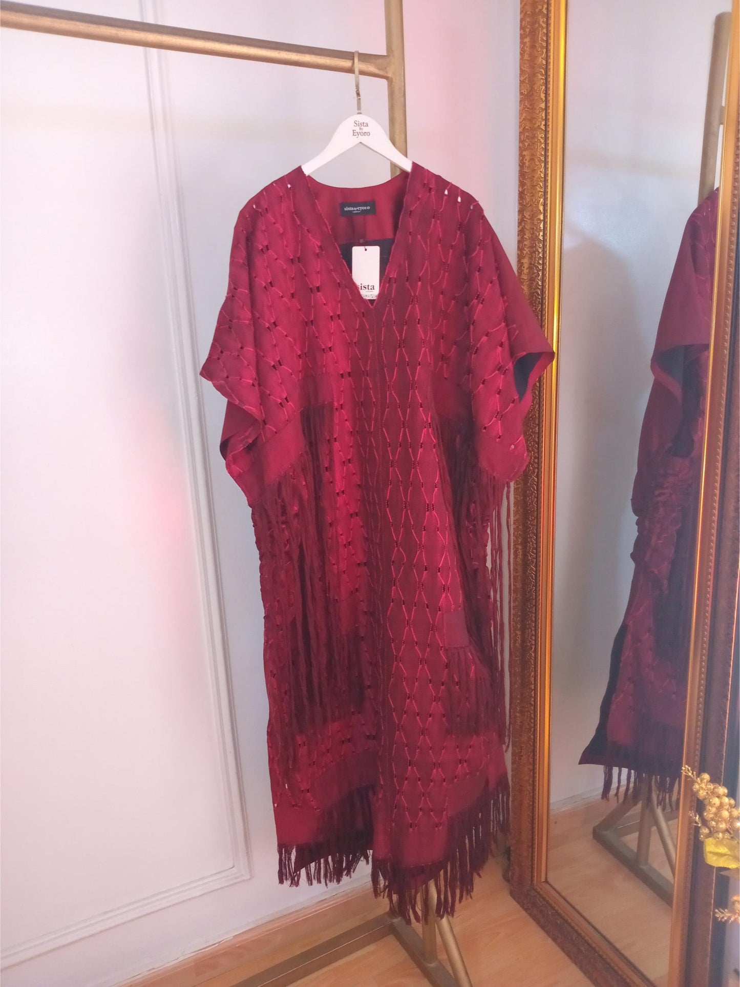 Shredded Patch Drawstring Kaftan (woven)