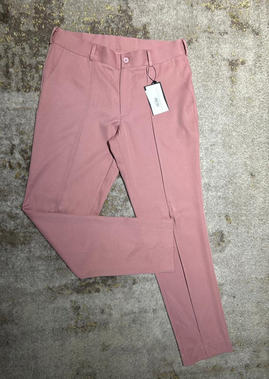 Boohooman Slum fixed waist tailored trouser in pink