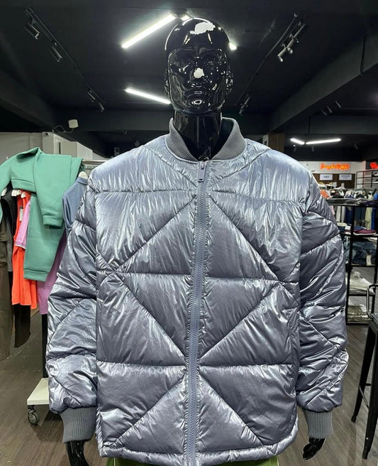 Boohooman Plus Metallic Puffer Bomber Jacket