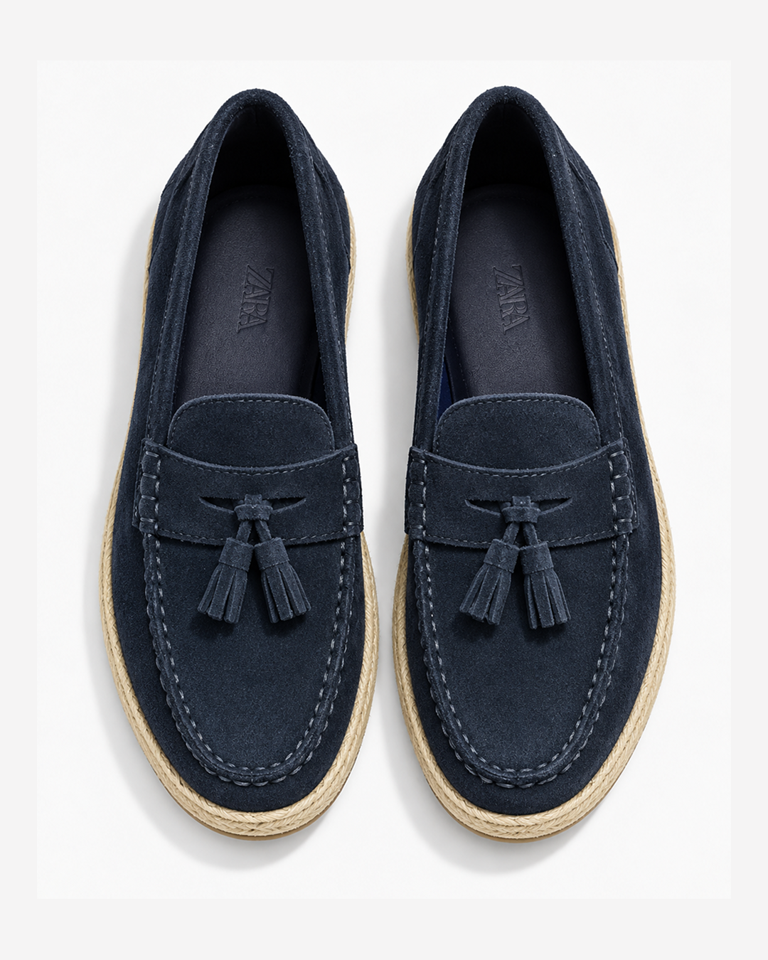 Zara Leather Caual Loafers With Jute Soles Shoe