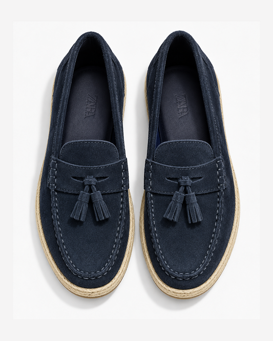 Zara Leather Caual Loafers With Jute Soles Shoe