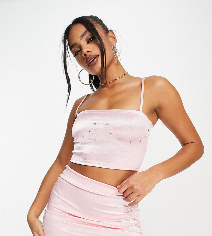 Asyou Stretch Satin Cami Tank Top