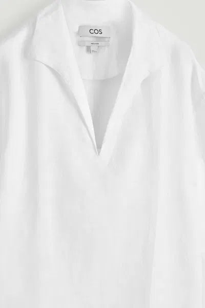 Cos Open Collar Linen Short Sleeve Shirt