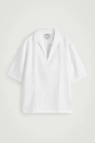 Cos Open Collar Linen Short Sleeve Shirt