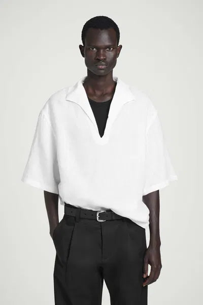 Cos Open Collar Linen Short Sleeve Shirt