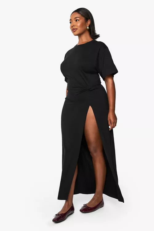 Boohoo plus split t shirt midi dress