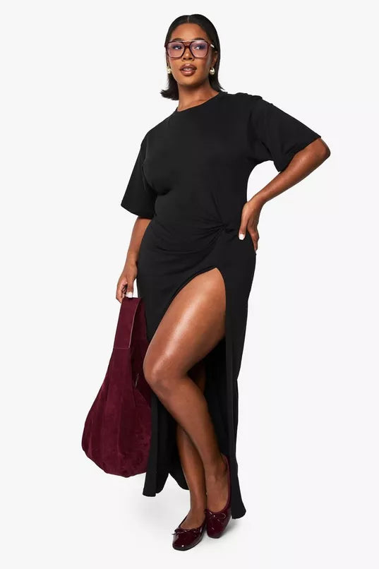 Boohoo plus split t shirt midi dress