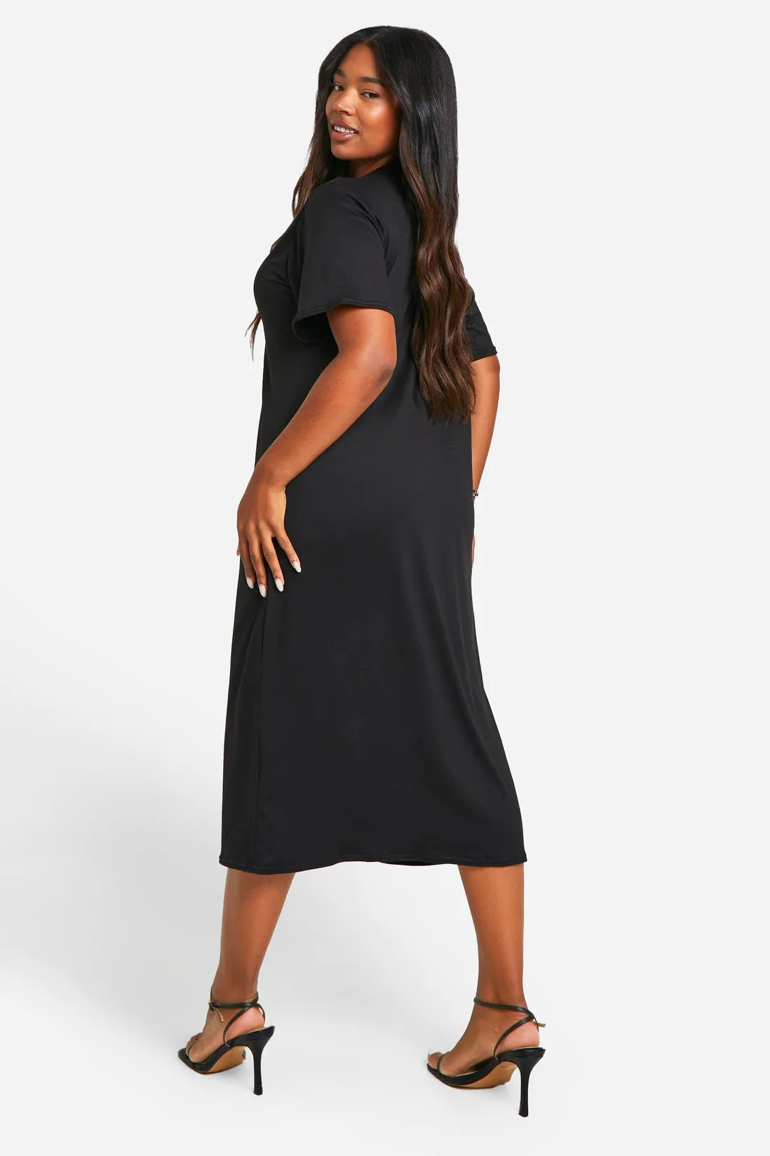 Boohoo plus jersey split shirt midi dress