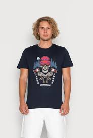 Ack jones jorcaptain crew neck print skull short sleeve tshirt in navy 10y