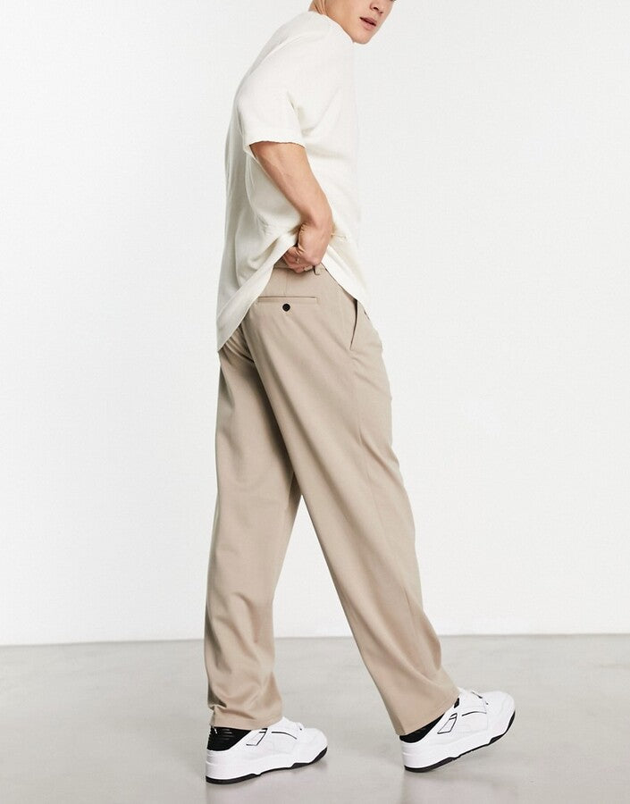 Jack Jones Wide Smart Pant In Brown