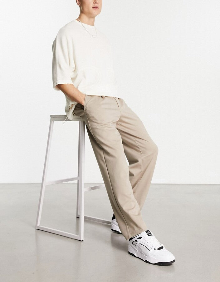 Jack Jones Wide Smart Pant In Brown