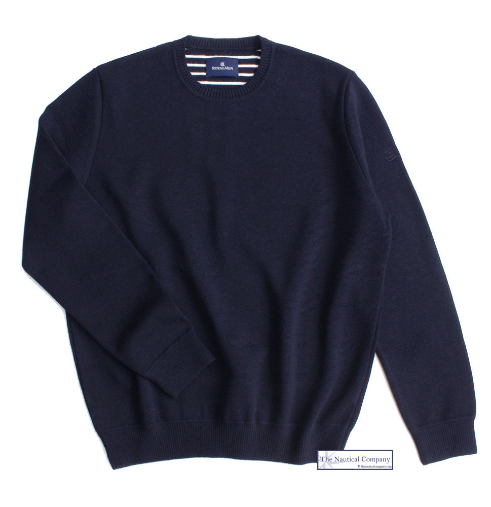 Solid crew mens knitwear in navy