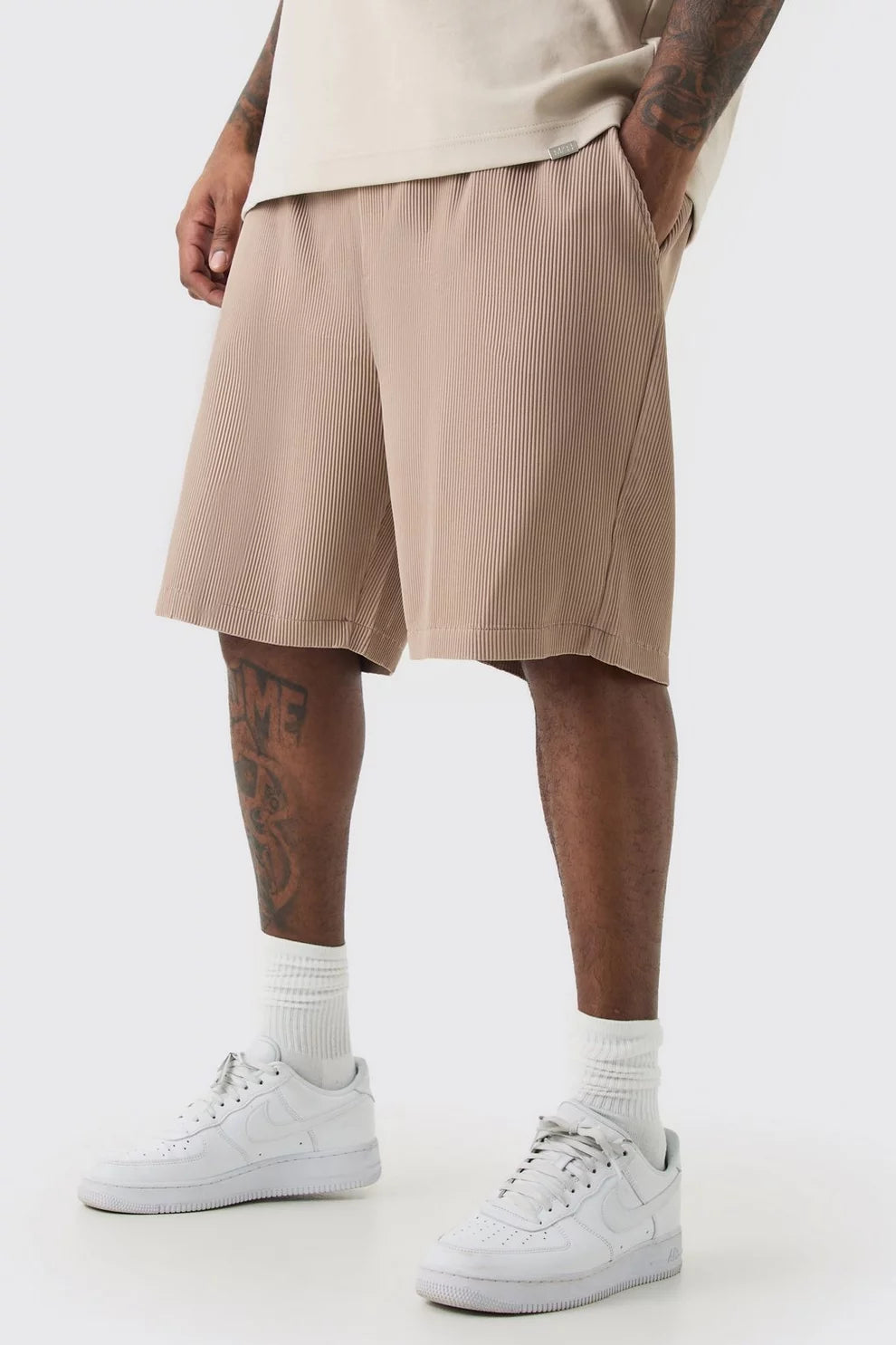 Boohooman Plus Elasicated Waist Pleated Short