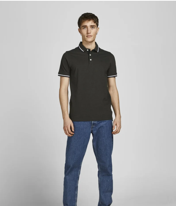 JACK & JONES JJEPAULOS POLO SHORT SLEEVE IN WINE NAVY