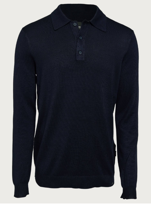 ONLY & SONS ONSWYLER LIFE REG 14 LONG SLEEVE POLO KNIT NOOS IN NAVY