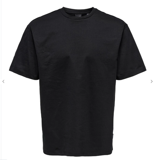 ONLY & SONS PLAIN R-NECK SHORT SLEEVE T-SHIRT IN BLACK