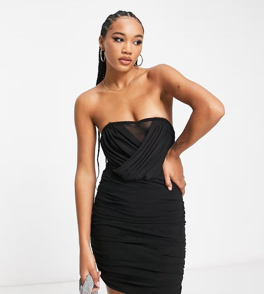 Asos Wrap Mesh Bandeau Corset Dress