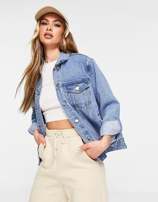 Misguided Oversized Ash Recycled Denim Jacket