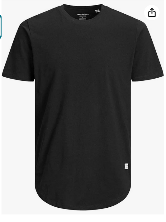 JACK & JONES JJENOA CREW NECK SHORT SLEEVE T-SHIRT IN BLACK_XXL