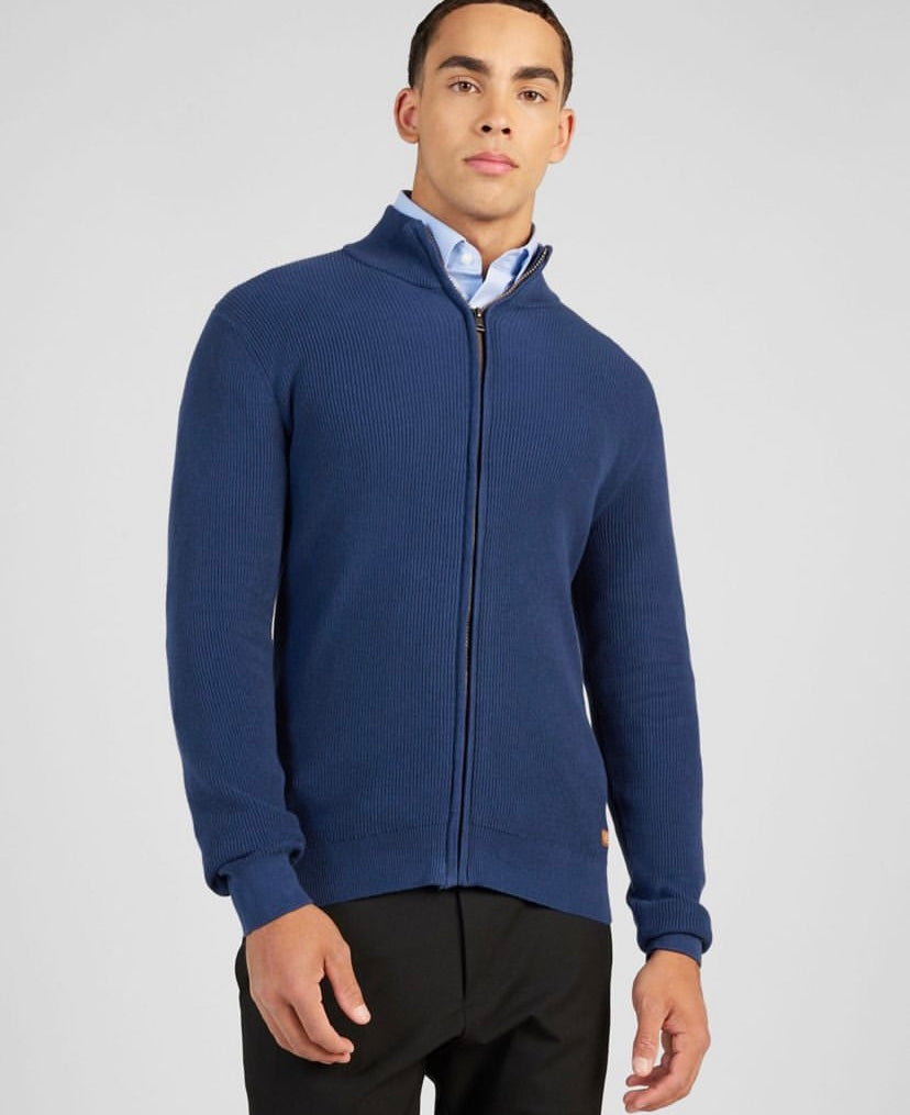 BLEND ZIPPED DOWN MENS PULLOVER IN NAVY