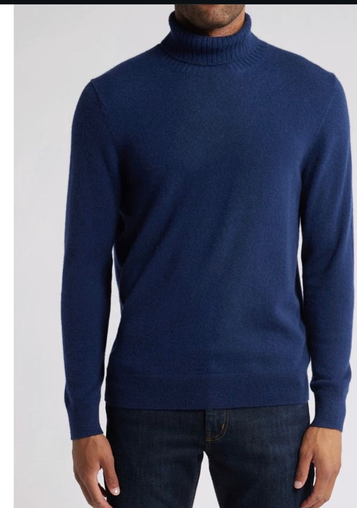 ! SOLID MEN TURTLE-NECK KNITWEAR| NAVY