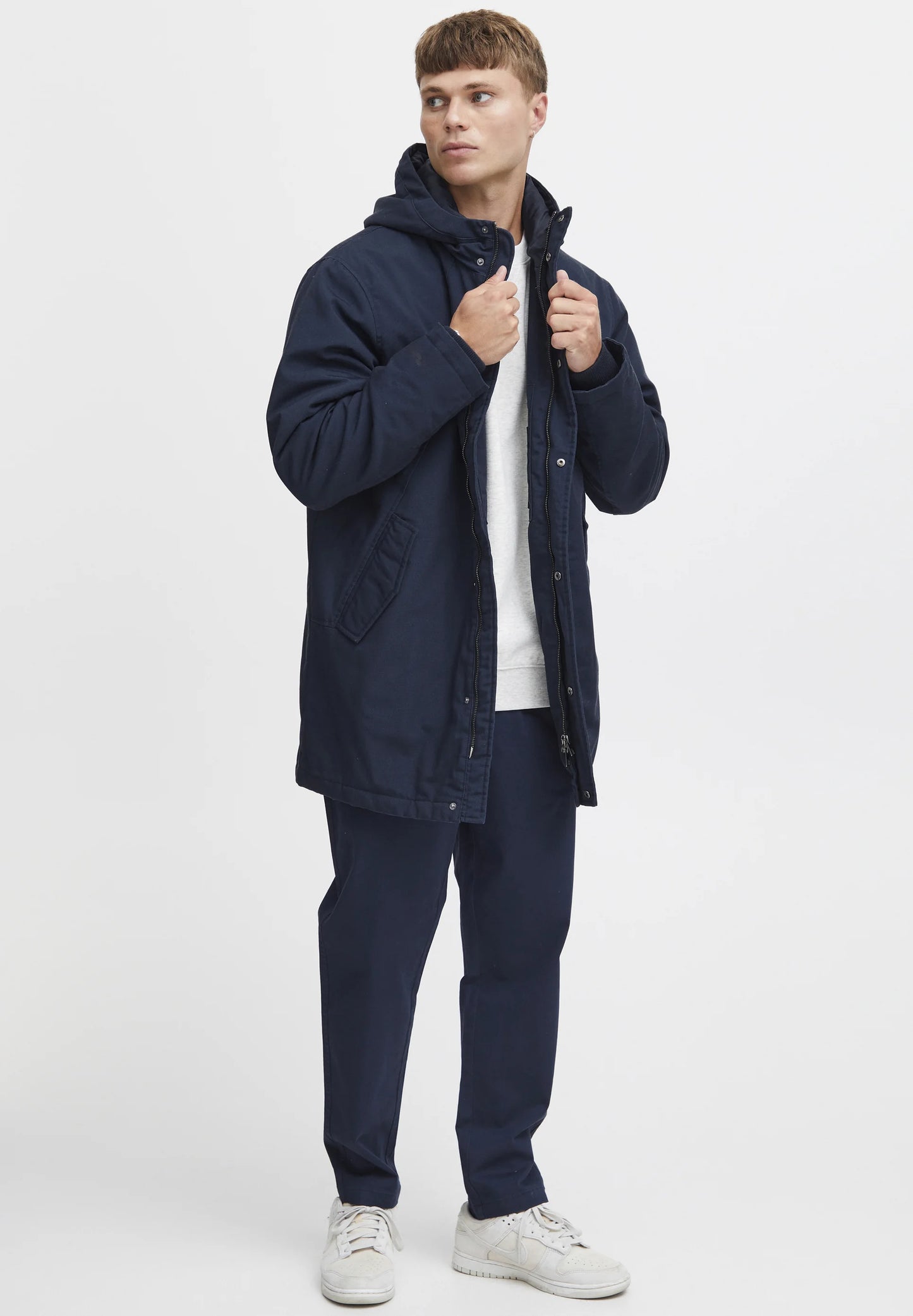 ! SOLID SDELAN FALL HOODIE JACKET|NAVY