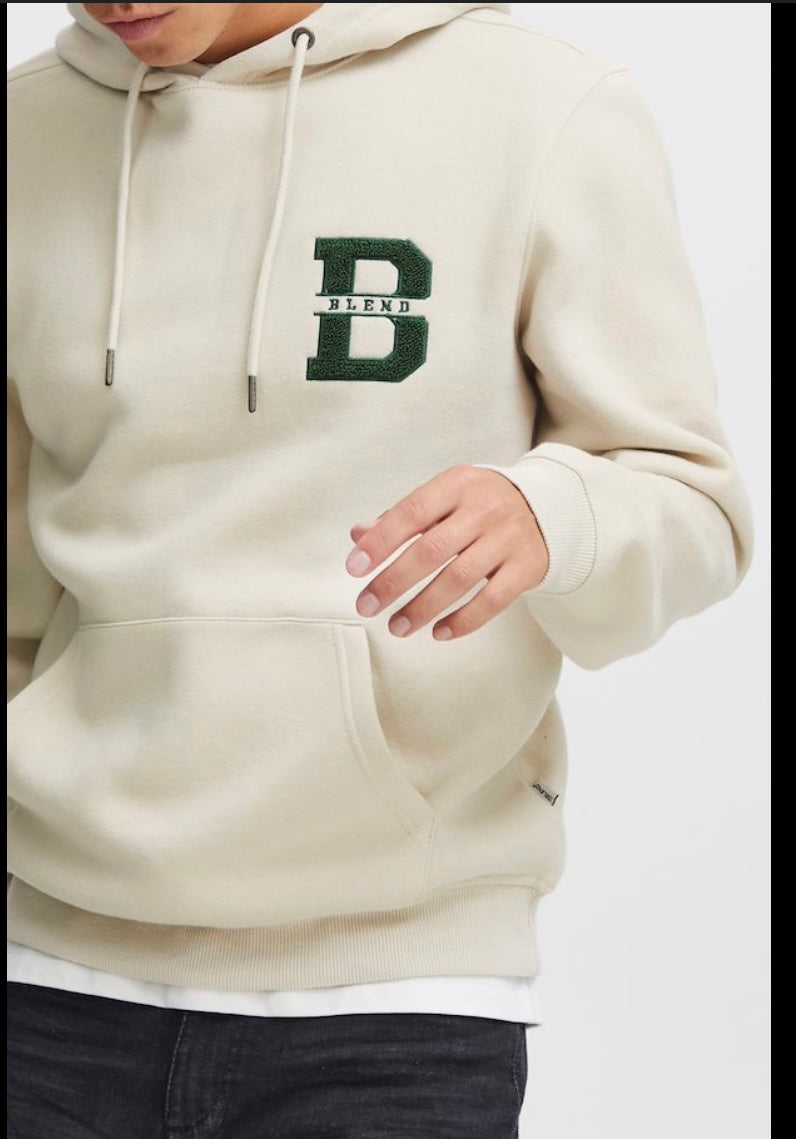 BLEND BIG LOGO ENGRAVED MENS HOODIE IN CREAM