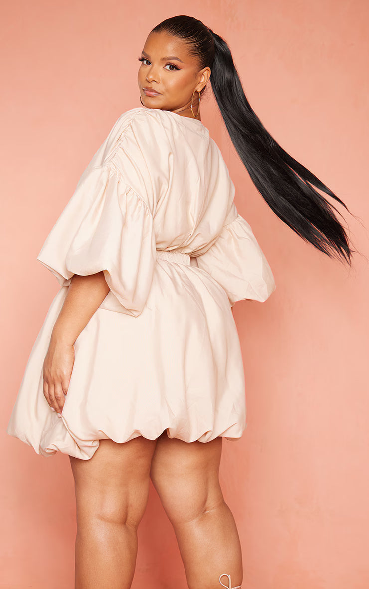 PLT Plus Stone Sleeve Puff Puffball Hem Shift Dress